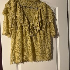 H&M Yellow Ruffled Bib Collar Blouse